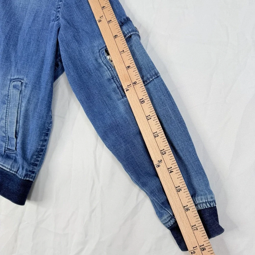 Gymboree Boys Bomber Jacket Full‎ Zip Denim Washed Jeans Blue Size-M 7-8) VTG